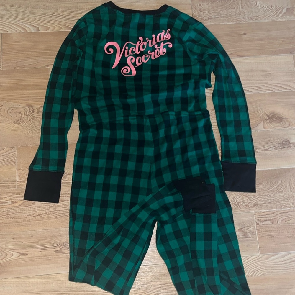 Victoria's Secret Plaid Thermal Onsie LARGE/REGULAR